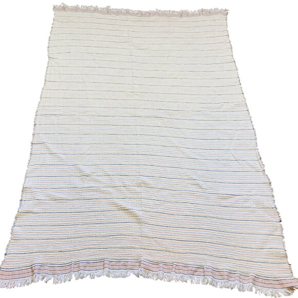 INUP Home Fine Linens Fringed 100% Cotton Blanket 47"x70" Shabby Chic Boho - Picture 2 of 7